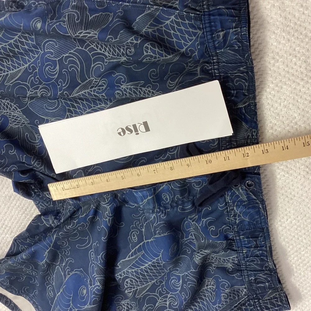 Old Navy Swim Trunks Koi Fish Print Elastic‎ Tie Waist Blue Gray Mens XL Liner